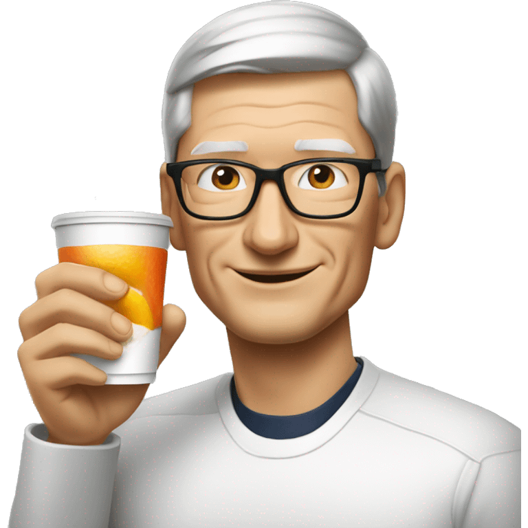 Tim cook drink tea and eat sushi emoji