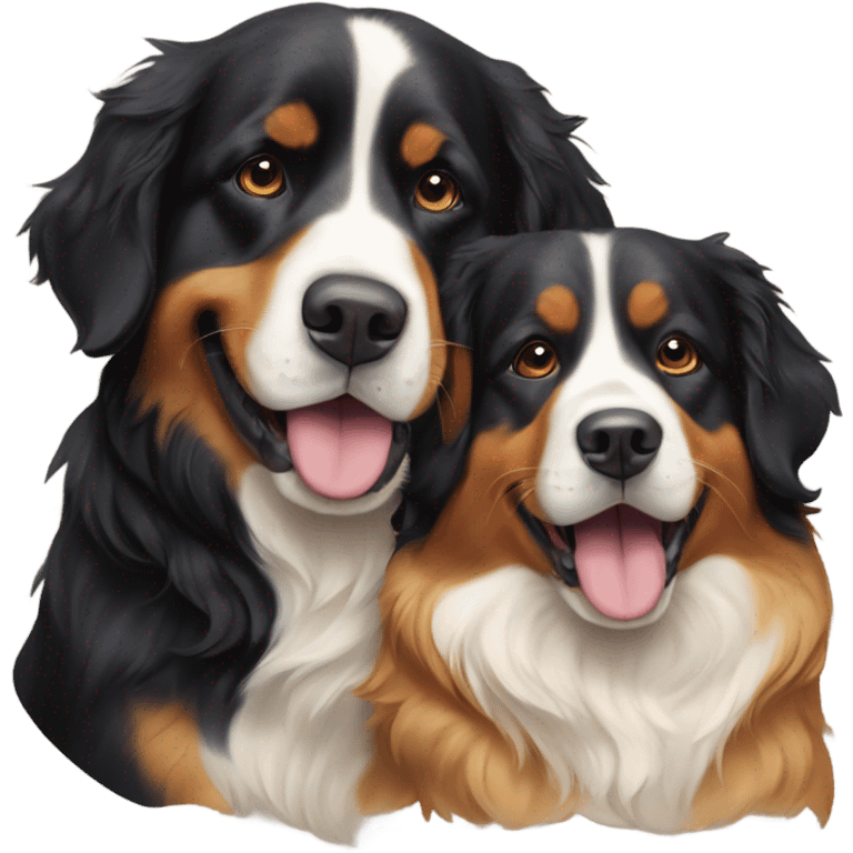 golden retriever and Bernese mountain dog playing together emoji