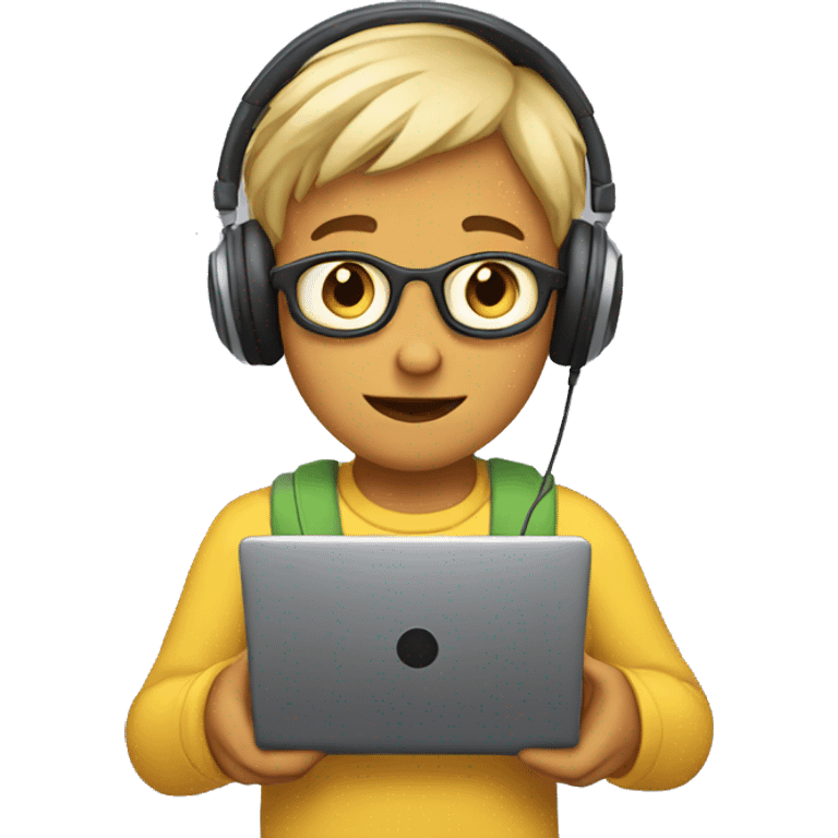 boy with laptop and headphones emoji