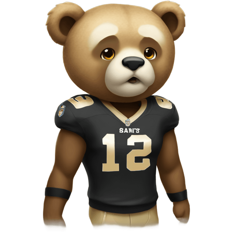 A bear wearing a Saints football uniform emoji