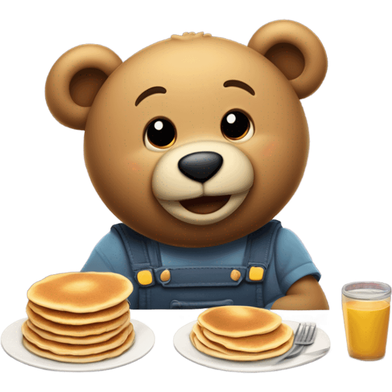 Teddy bear eating pancakes  emoji