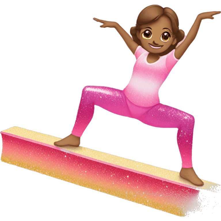 Pink ombre balance beam with glitter  emoji