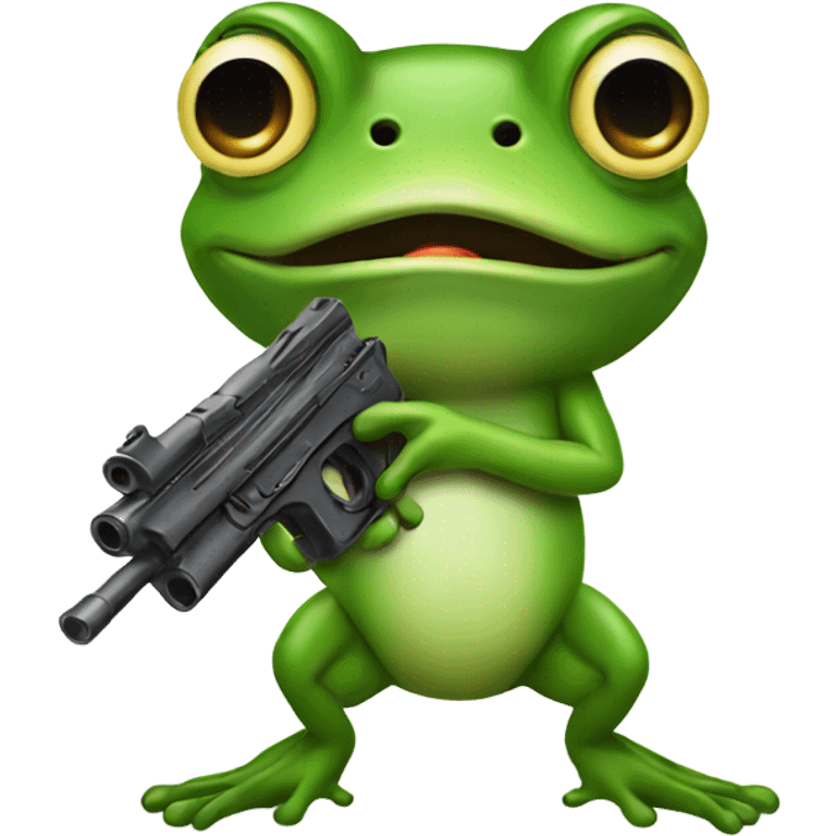 Frog with a gun emoji