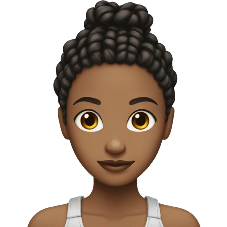 Brown girl with black Afro braids only 1 emoji