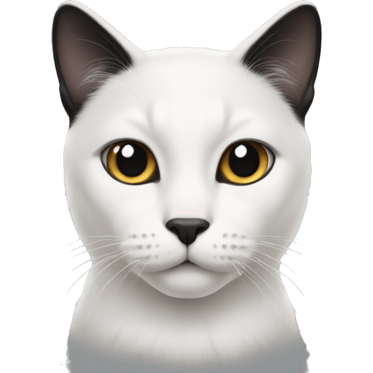 White cat with black fur on ears  emoji