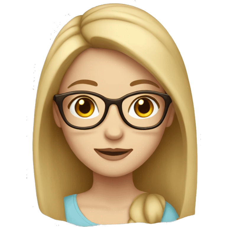 White girl with brown hair and blonde locks with glasses and brown emoji