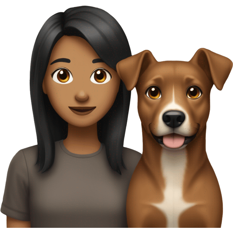 My brown dog and me whit black hair and light brown skin emoji