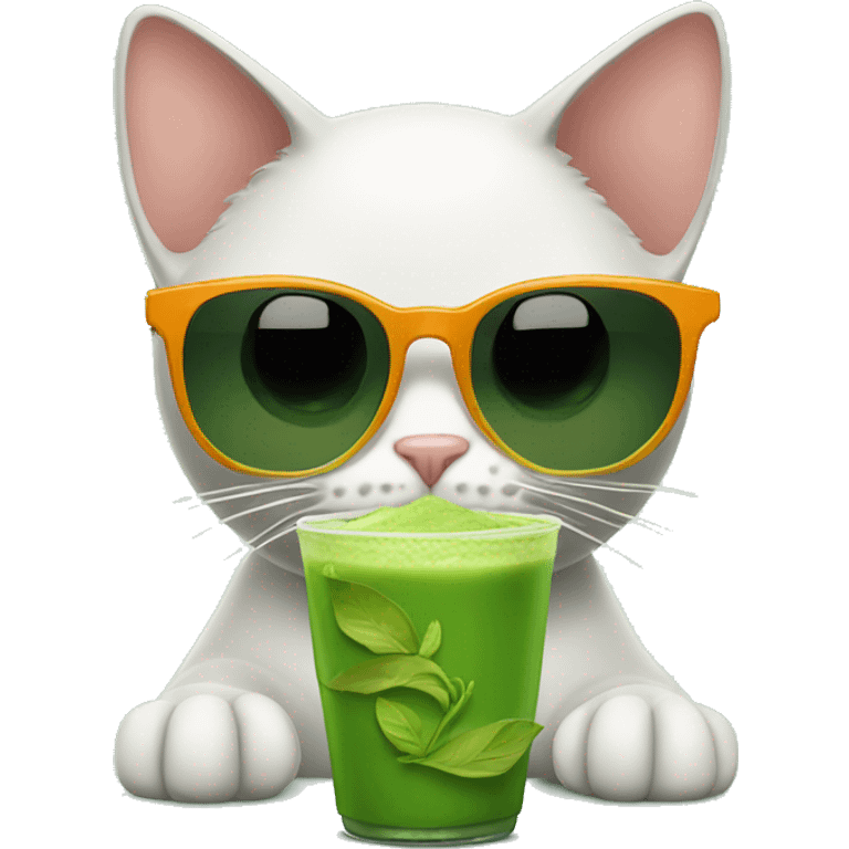 Ticedo Cat with sunglasses drinking matcha emoji