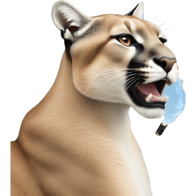 A puma smoking a cigarette with blue sky emoji