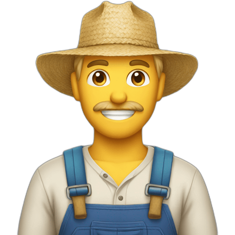 blonde male farmer with straw in mouth emoji