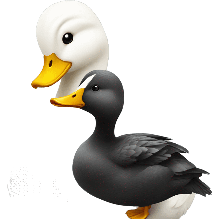 Black duck kissing white duck emoji