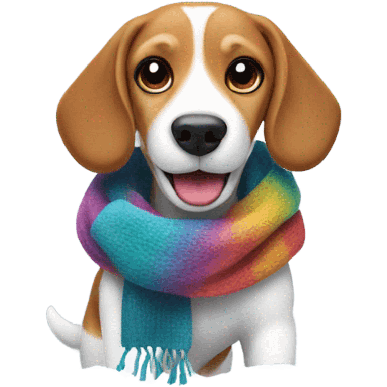 Beagle with winter clothing playing in the snow emoji