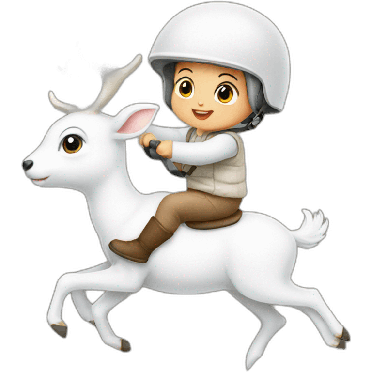 Baby riding the white deer emoji