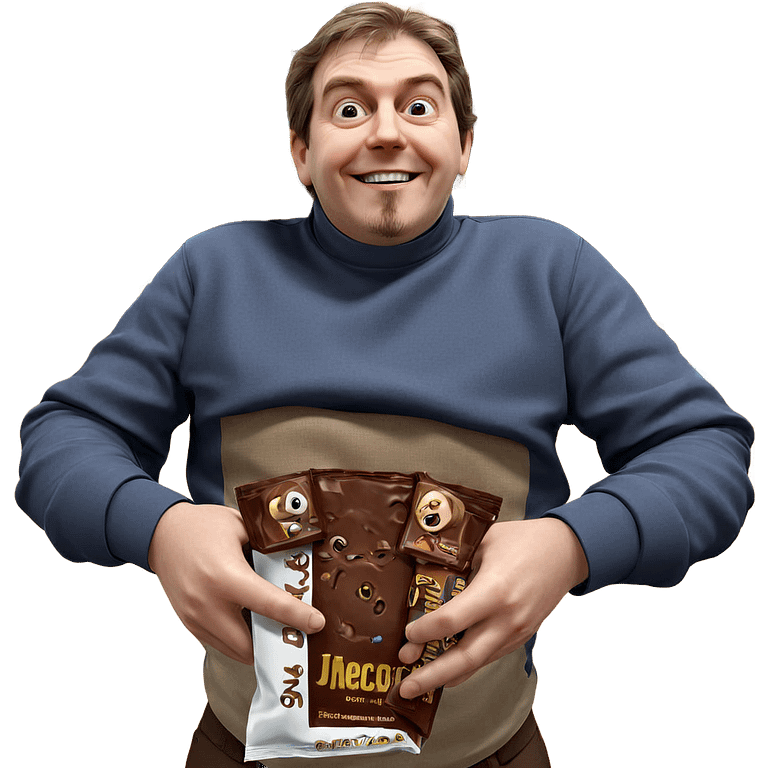 happy boy with chocolate bar emoji