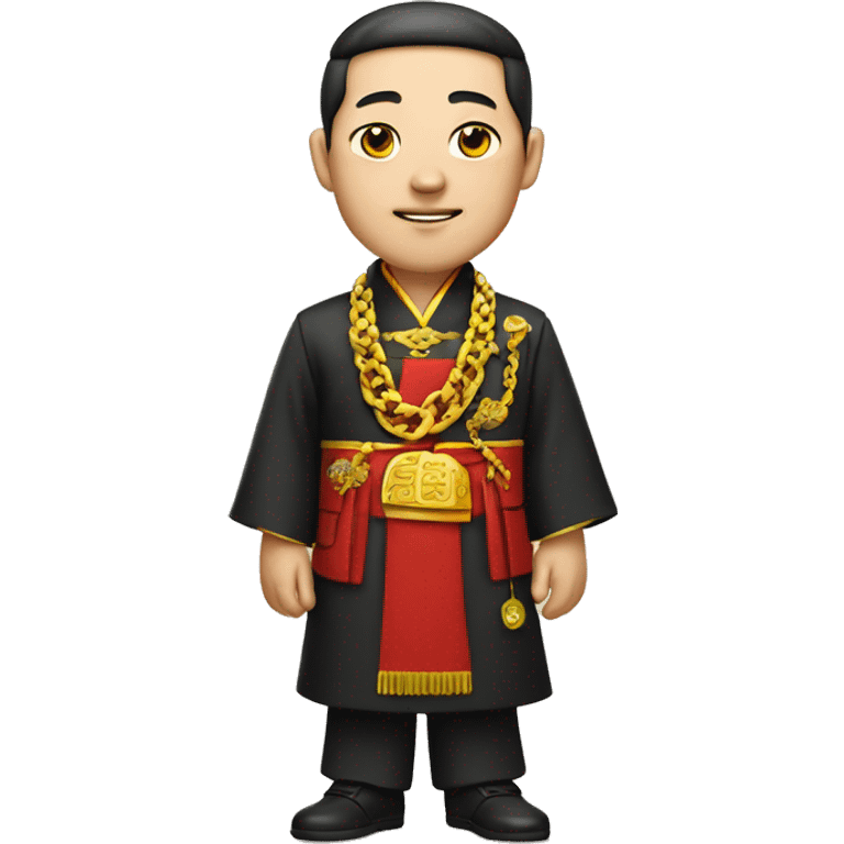 rich chinese man with gold chain in national dress emoji