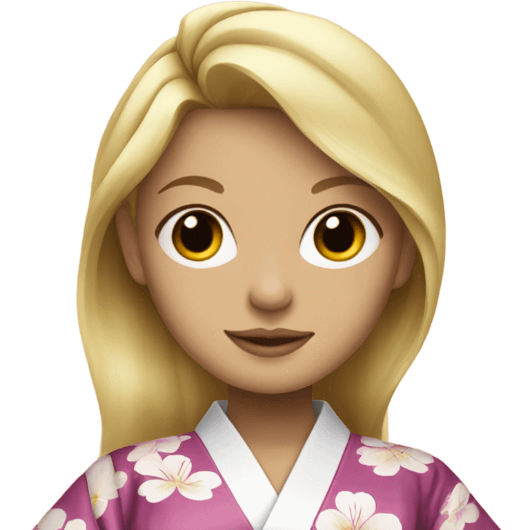 blonde girl in elegant kimono emoji