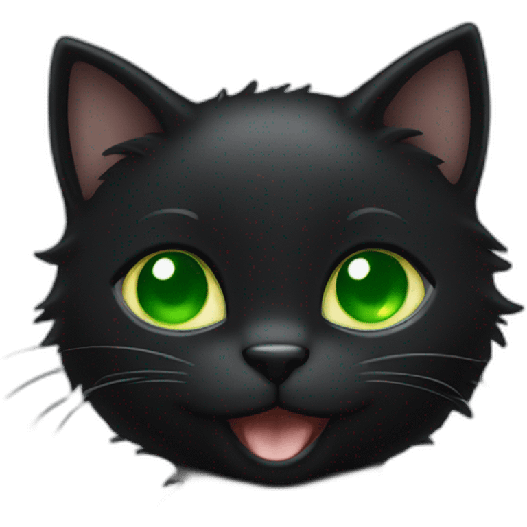 totally black kitten with green eyes laughs emoji