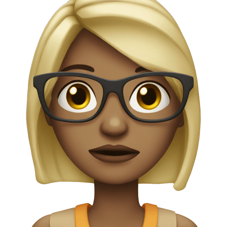 blonde girl with glasses unhappy emoji