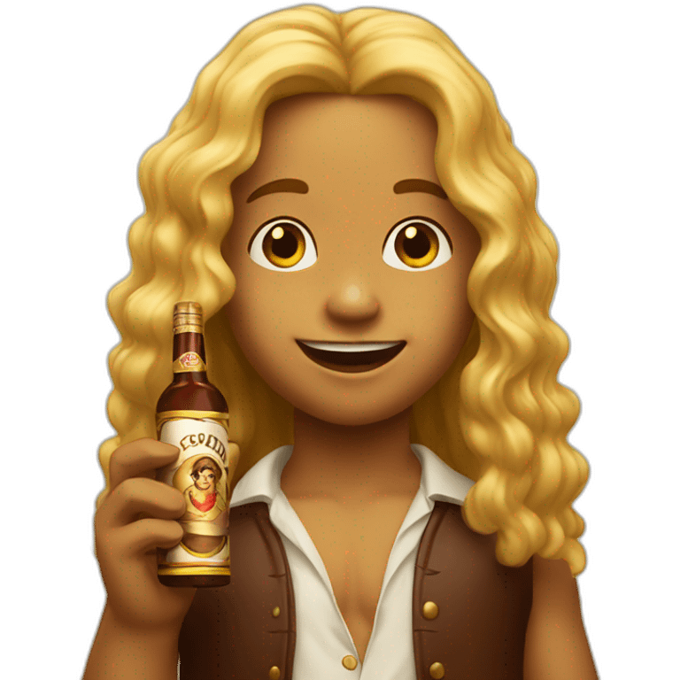 A child with long golden hair drinks a Cuban cigar emoji