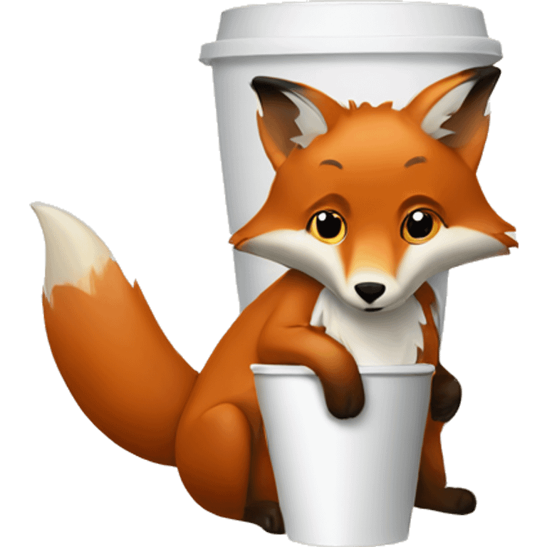 A fox holding a paper cup emoji