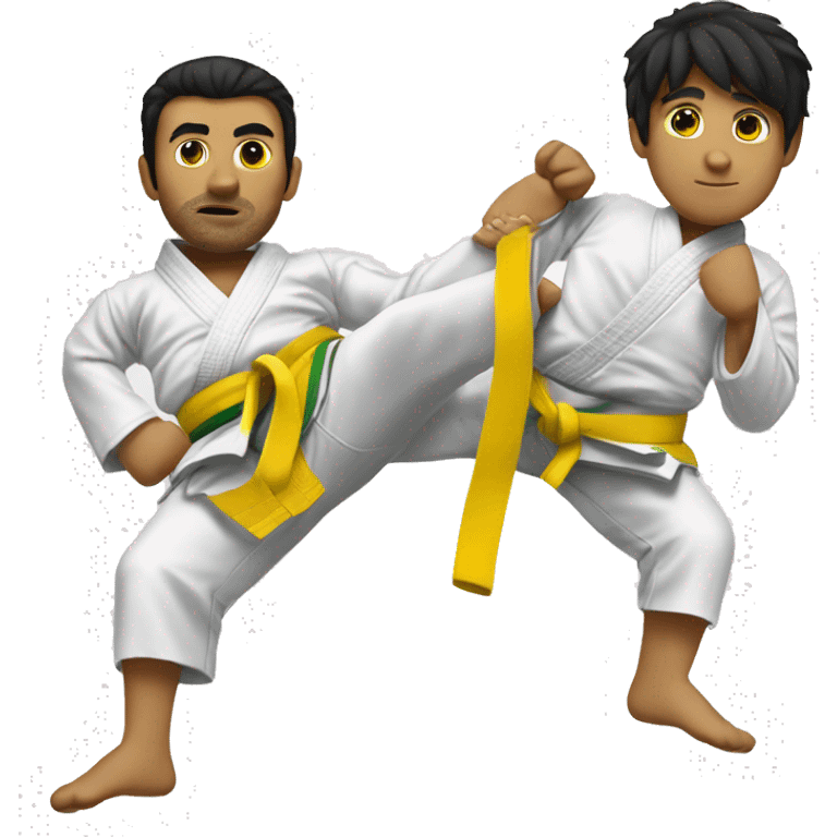 black hair jiujitsu yellow belt emoji