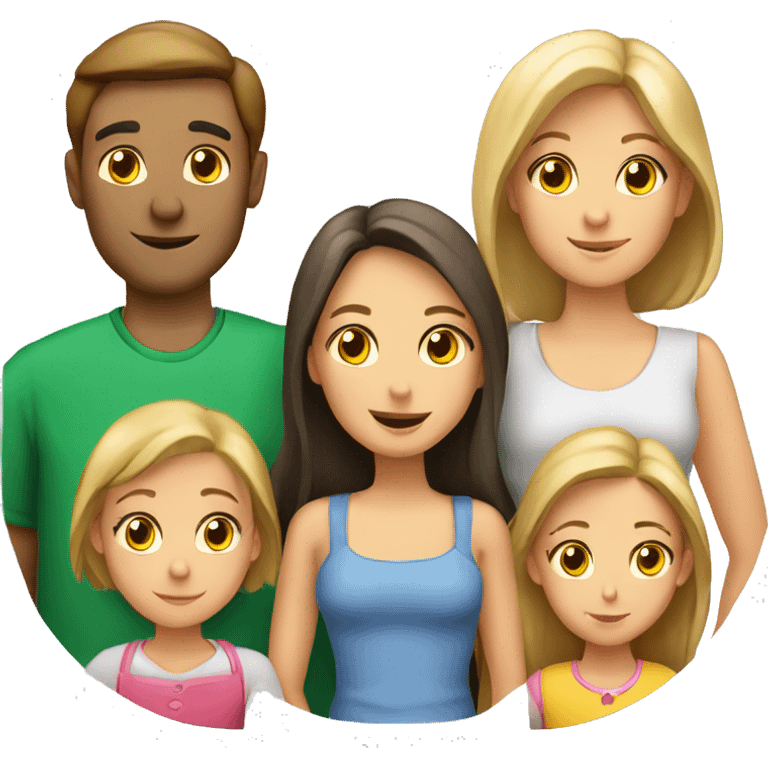 5 person European Family together consisting of 1 man and 4 girls emoji