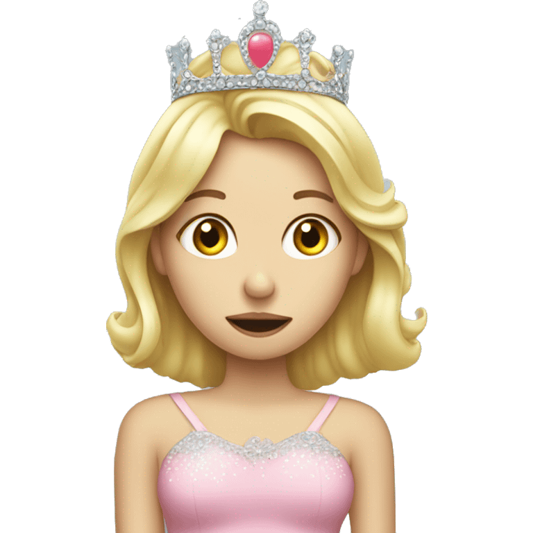 blond girl blowing gum with tiara emoji