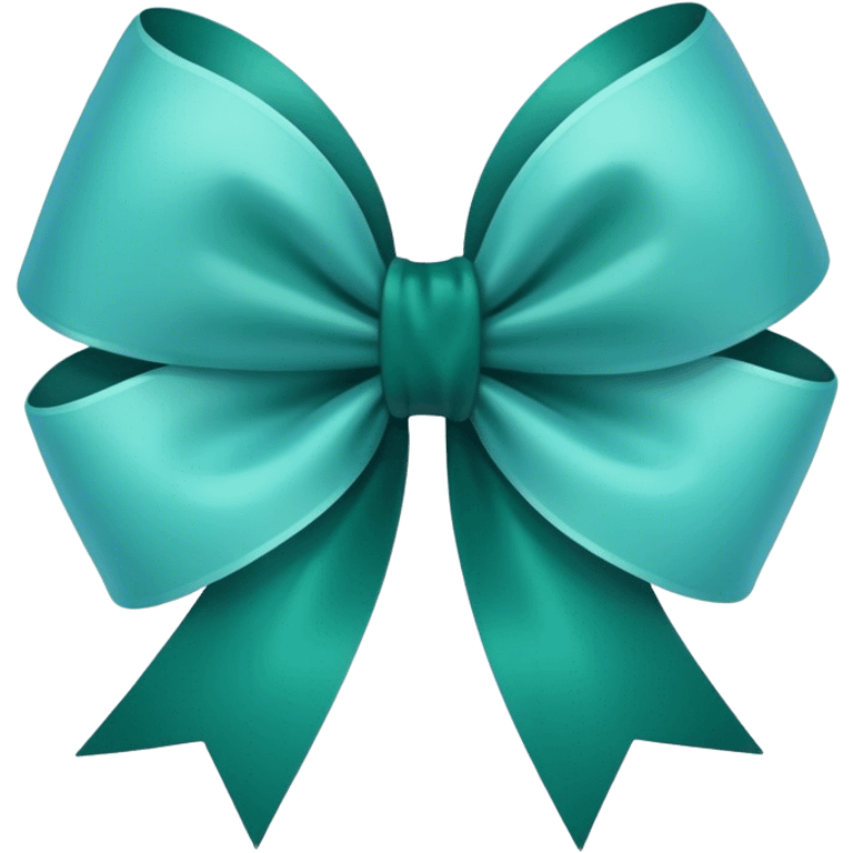 Bow in light blue and dark green colors emoji