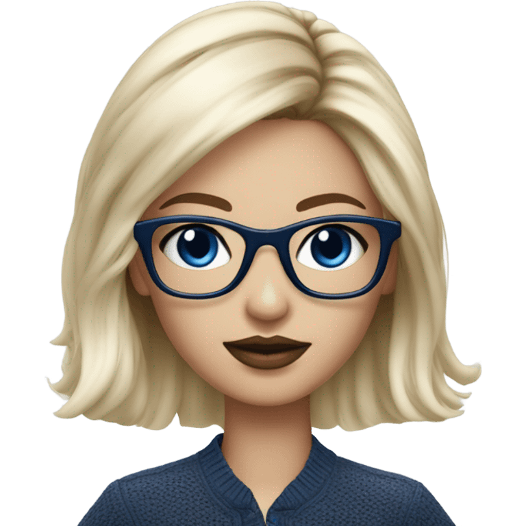 Hyper Realistic beautiful dior model with dark blue eyes glasses and stylish hair  emoji