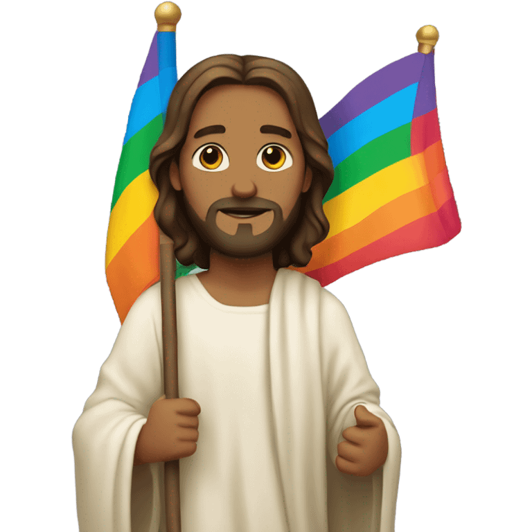 Jesus holding pride flag  emoji