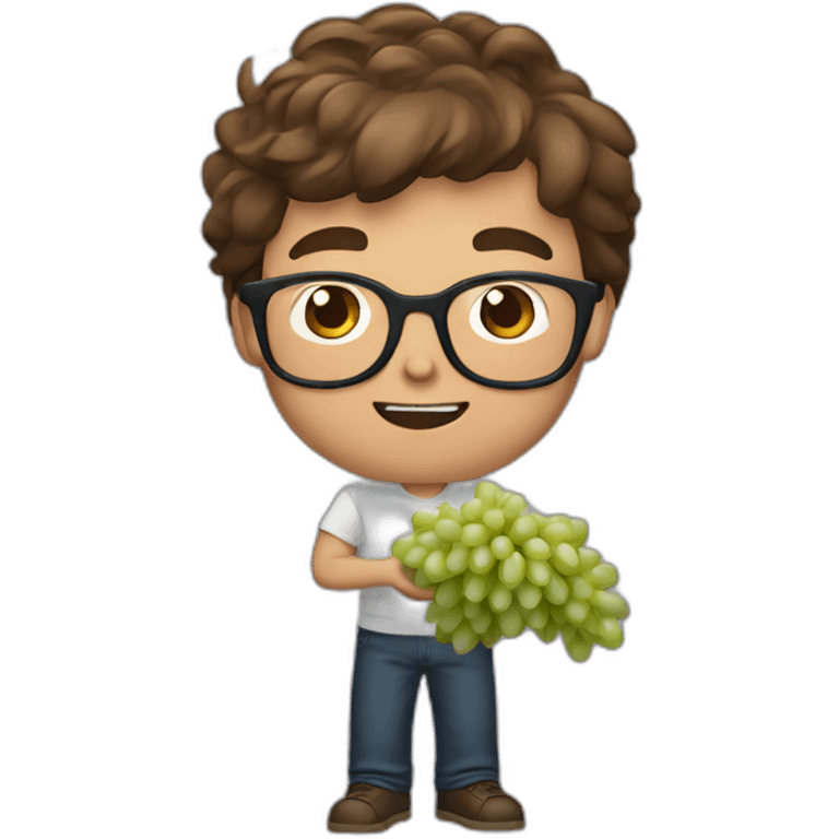 Brown-haired, bitter young man with glasses throwing grapes emoji