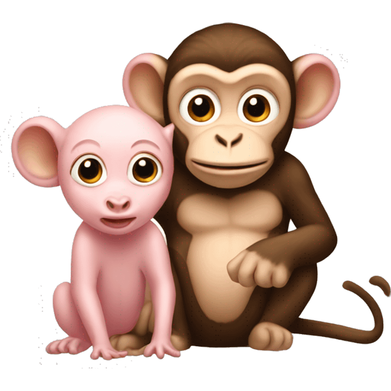 male monkey holding a female piglet emoji