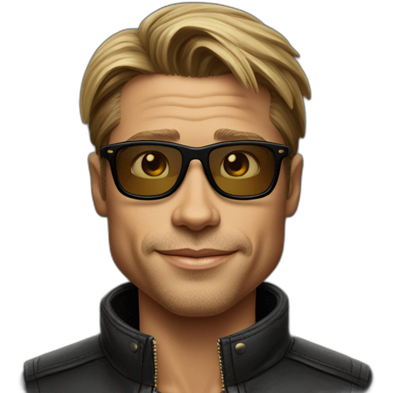 cara de hombre mayor como brad pitt con gafas negras de solegras de sol emoji