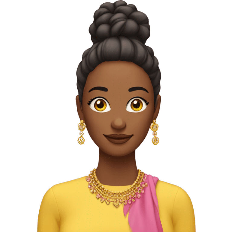 lady with long lashes, earings with a pink and yellow backgrund emoji