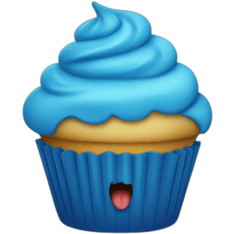 Angry blue cupcake emoji