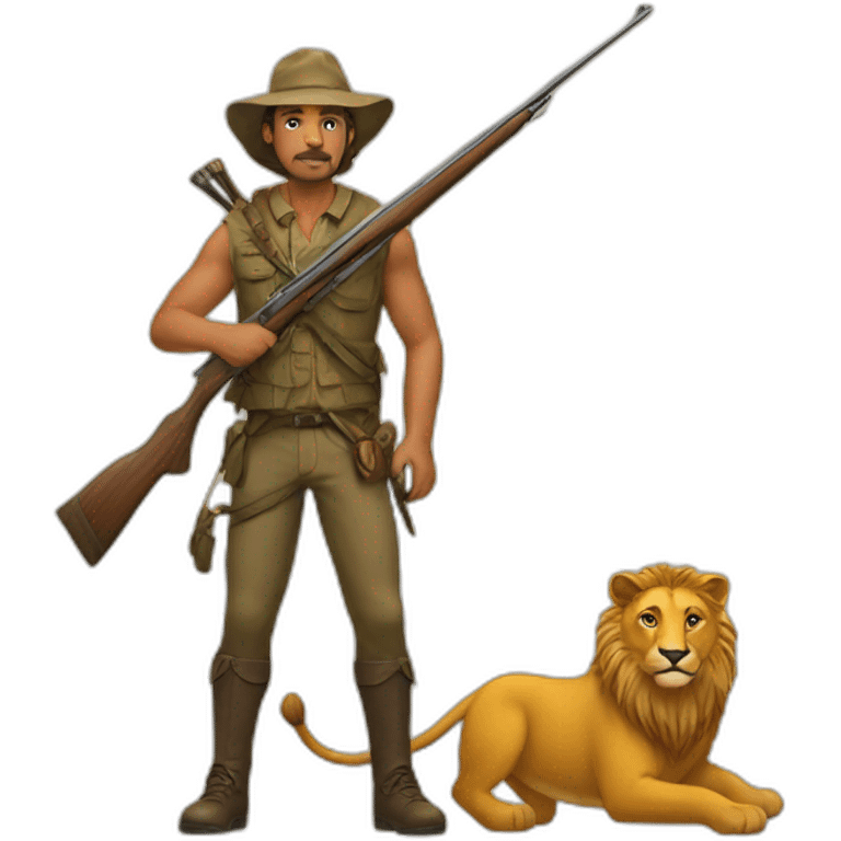 A hunter with lion emoji