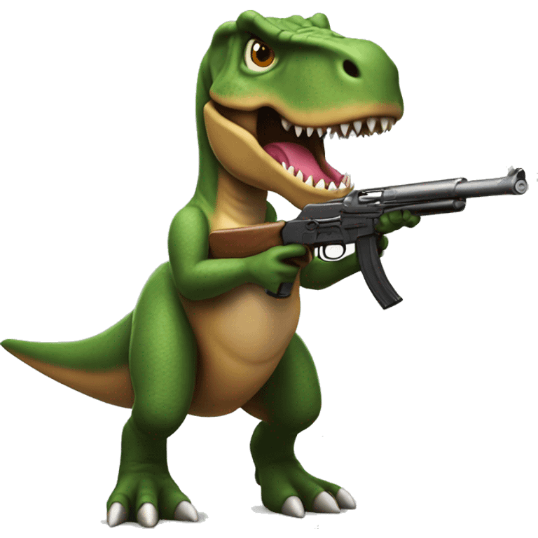 T-rex with a shotgun emoji