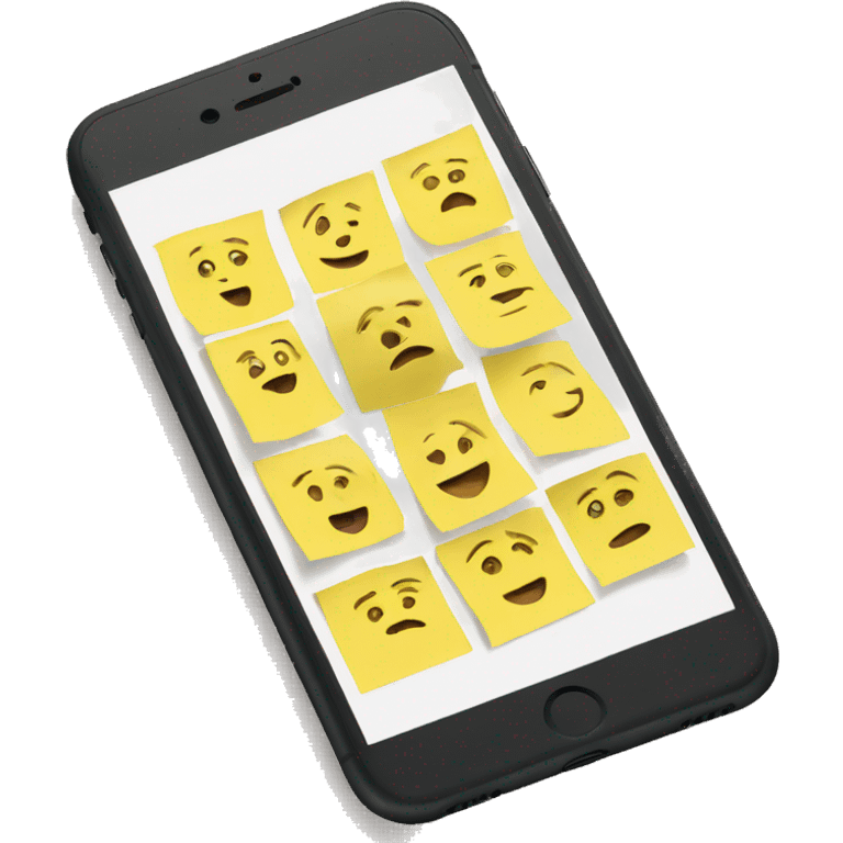 iphone with sticky notes on the screen emoji