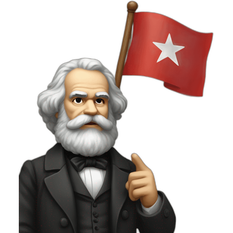 Karl Marx holding a flag in his Hand with a red Star  emoji