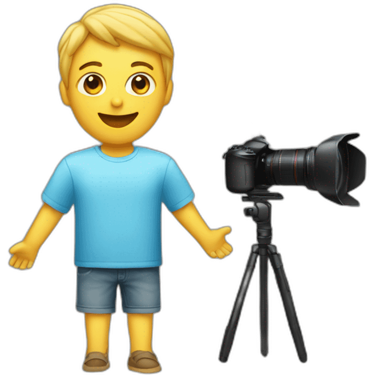 a human presenting a tee shirt in front of a camera emoji