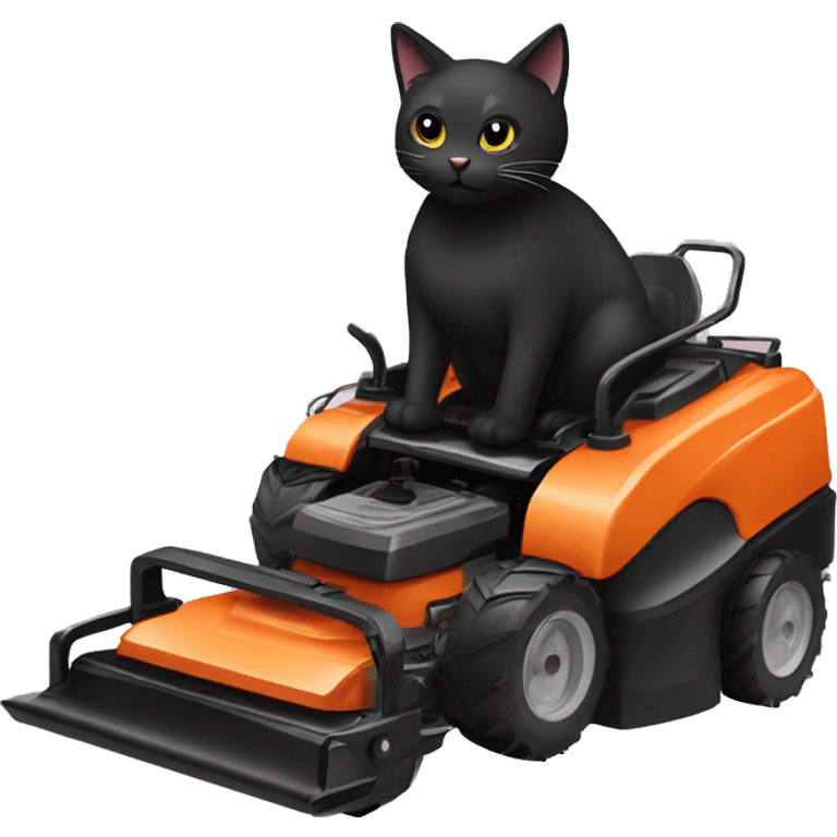 black cat pushing a lawnmower emoji