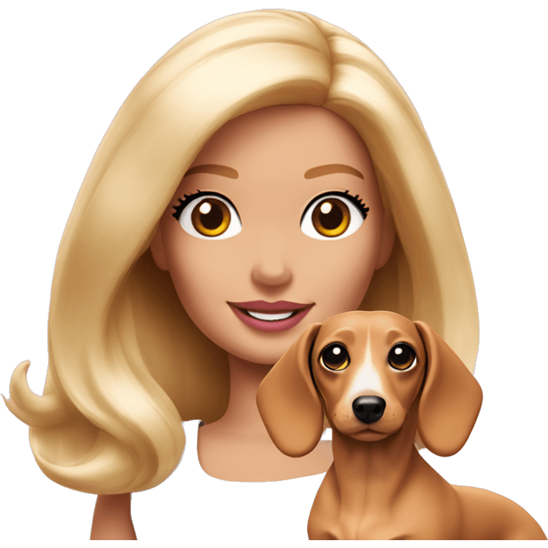 Barbie with white Dachshund close up emoji