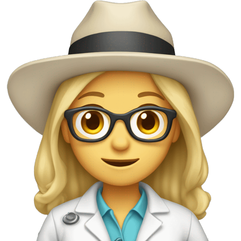 Caucasian Female Lab scientist with a cowgirl hat emoji