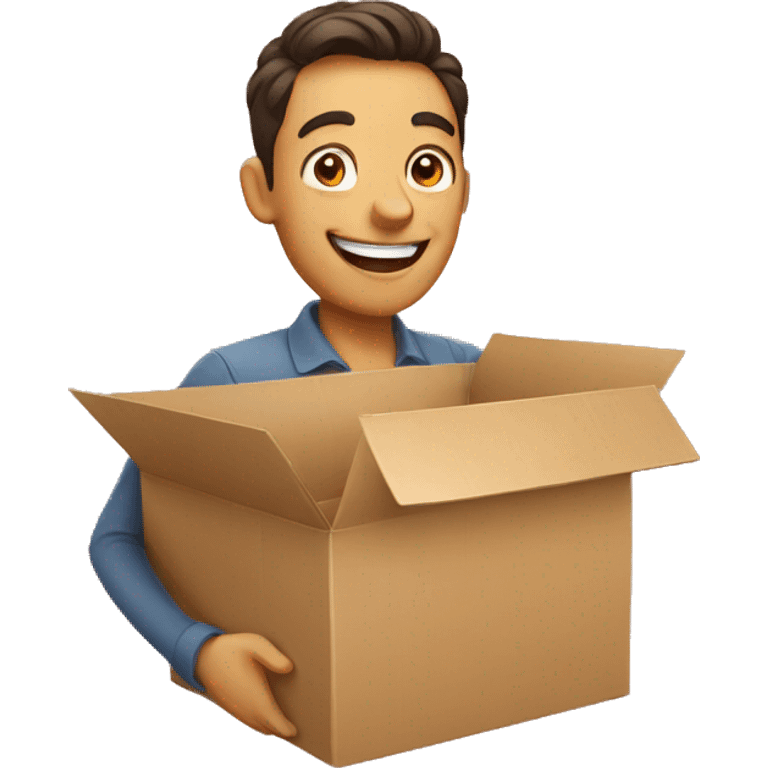 happy man holding box emoji