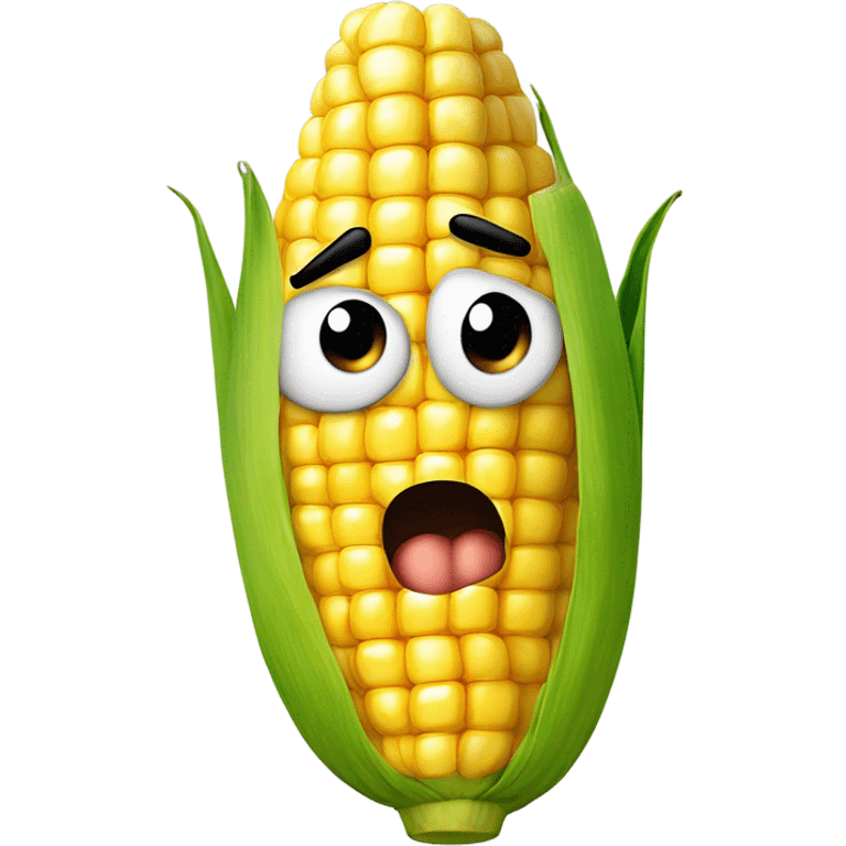 Corn with a sad face emoji