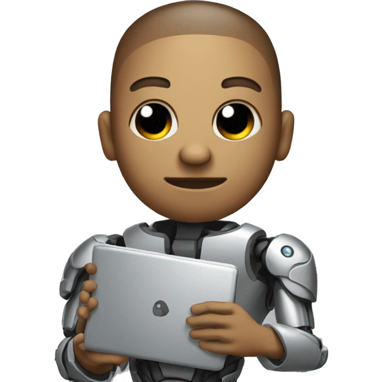 a cyborg holding laptop emoji