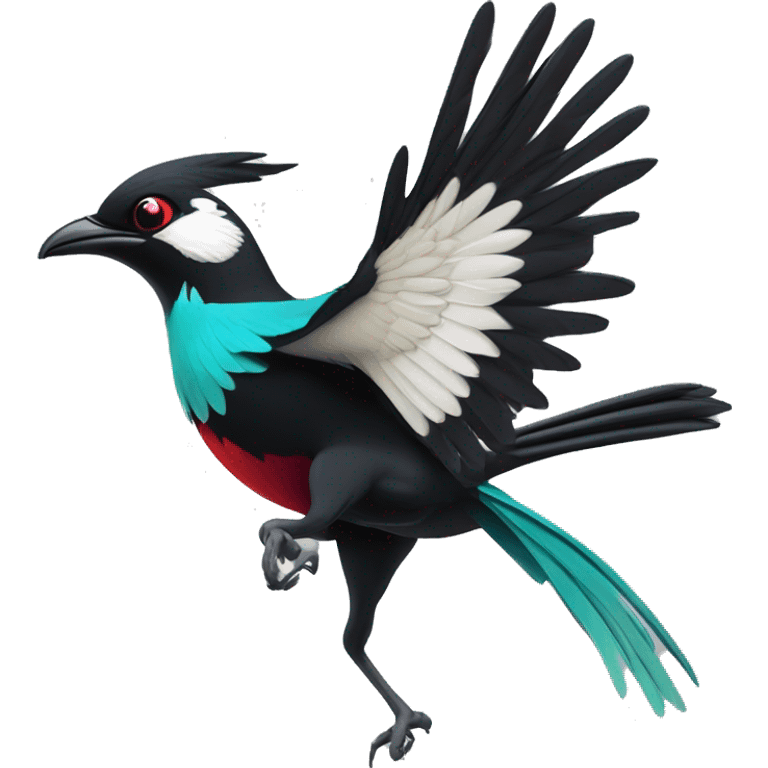 Swooping magpie in colours of swoop broadband emoji