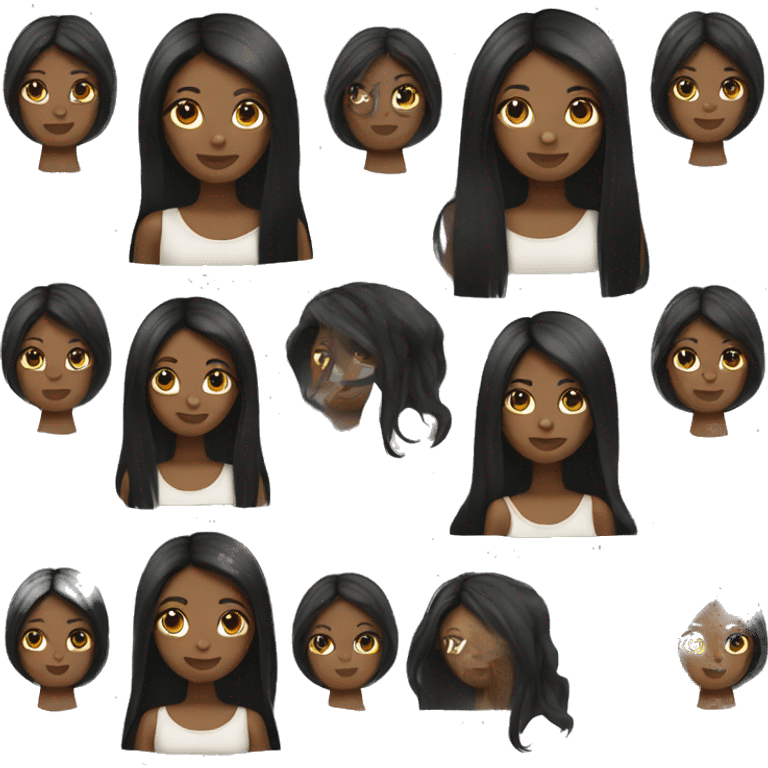 black Girl with long black straight hair emoji