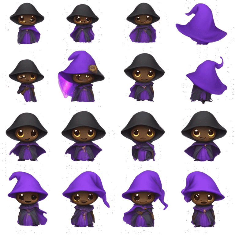 Little black creature with purple mage clothes emoji