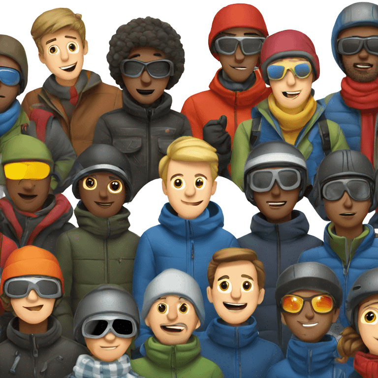 gathering of stylish males skiing emoji